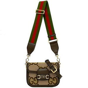 Gucci Shoulder Bag Brown Beige Horsebit Jumbo GG Flap Crossbody
